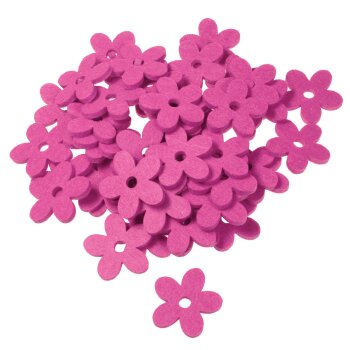Filzblumen pink 4,5 cm Sparpack 50 Stück