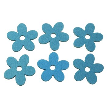 Filzblumen hellblau 4,5 cm 6 Stück