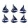 Filzstreuteile Segelschiffe 4,5 cm dunkelblau 6 Stück