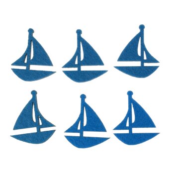 Filzstreuteile Segelschiffe 4,5 cm hellblau 6 Stück