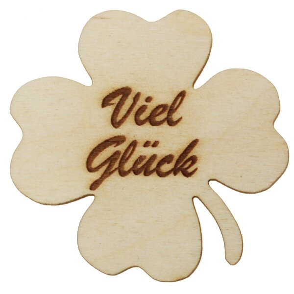 Kleeblatt aus Holz "Viel Glück" 7 cm