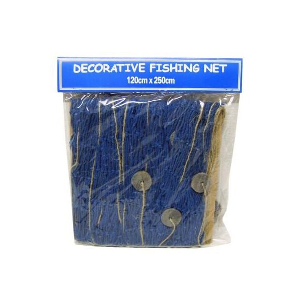 Deko-Fischernetz mit Holzscheiben blau 120 x 250 cm