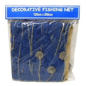 Deko-Fischernetz mit Holzscheiben blau 120 x 250 cm