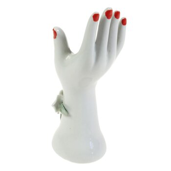 Designer-Blumenvase Hand weiss mit Blumen 11 cm