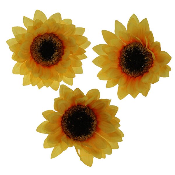 Sonnenblumen-Köpfe zum Streuen 9 cm 3 Stück Seidenblumen Kunstblumen