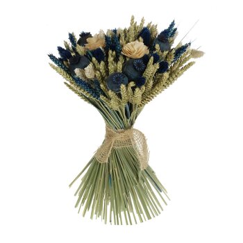 Stehstrauß Getreide mit Trockenblumen blau 40 cm