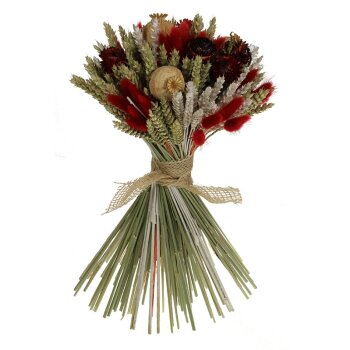 Stehstrauß Getreide mit Trockenblumen rot 40 cm
