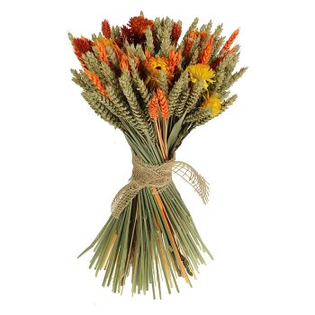 Stehstrauß Getreide mit Trockenblumen orange 40 cm