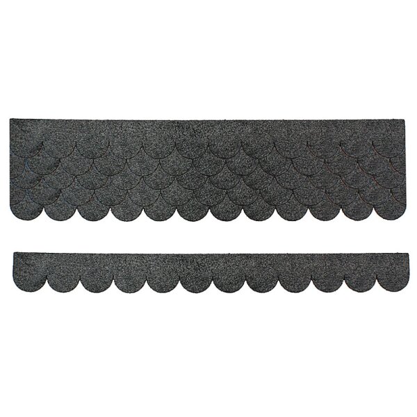 Mini Dachschindeln aus Bitumen Dachpappe grau 5 x 4,2 cm 12er Streifen