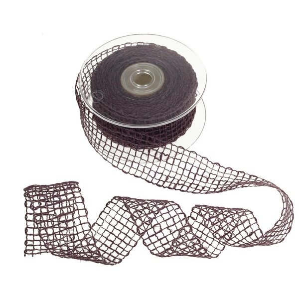 Jute-Gitterband mit Drahteinlage aubergine 50 mm Juteband Drahtband