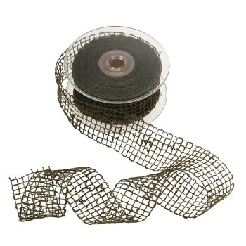 Jute-Gitterband mit Drahteinlage oliv 50 mm Juteband...