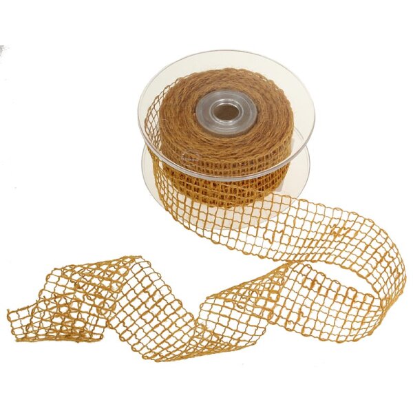 Jute-Gitterband mit Drahteinlage ocker 50 mm Juteband Drahtband