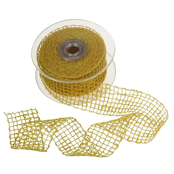 Jute-Gitterband mit Drahteinlage gelb 50 mm Juteband Drahtband