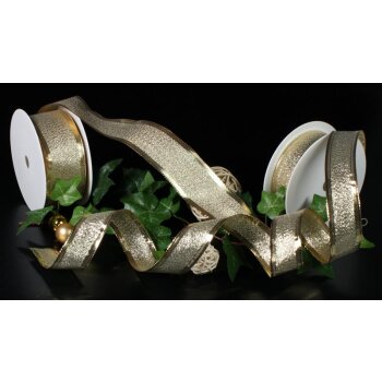 Lurexband gold mit Drahtkante 40 mm goldenes Schleifenband