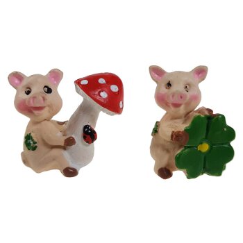 Mini-Glücksschweinchen mit Glücksklee und...