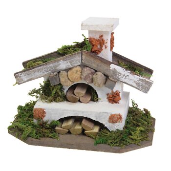 Miniatur-Backhaus mit Holzvorrat 12x 10 cm Mini Backofen Zubehör für Weihnachtskrippen