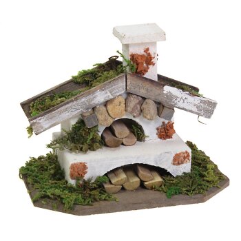 Miniatur-Backhaus mit Holzvorrat 12x 10 cm Mini Backofen Zubehör für Weihnachtskrippen
