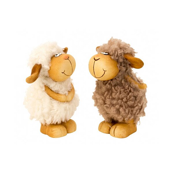 Keramik-Schaf mit Wuschelfell stehend sortiert 17 cm Stückpreis