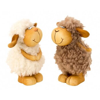 Keramik-Schaf mit Wuschelfell stehend sortiert 17 cm...