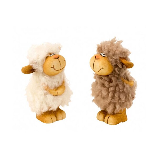 Keramik-Schaf mit Wuschelfell stehend sortiert 11 cm Stückpreis
