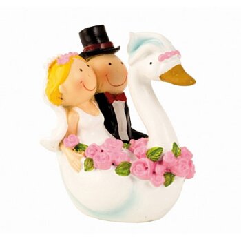 Lustige Hochzeitsfiguren Brautpaar mit Schwan 7 cm