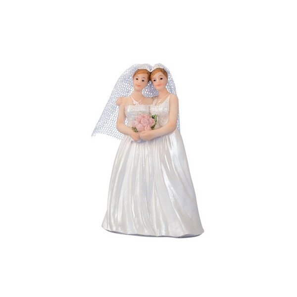 Lesbisches Brautpaar mit Schleier und Strauß 10,5 cm