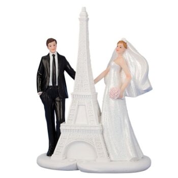 Hochzeitsfiguren Brautpaar am Eifelturm 17x13 cm