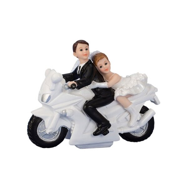 Hochzeitspaar auf Motorrad 15x12 cm