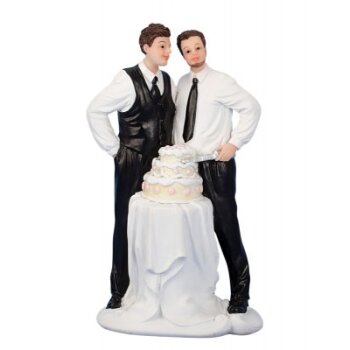 Dekofigur Schwules Hochzeitspaar mit Tisch und Torte 16 cm