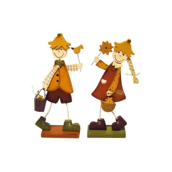 Herbstkinder aus Holz 18 cm 2er-Set