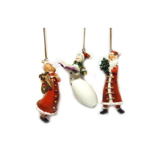 Weihnachtsfiguren zum Hängen 3fach rot Polystone-Figuren Steinharzfiguren Stückpreis