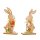 Hasenpaar aus Holz stehend mit Karotte und Osterei 23 cm 2er-Set