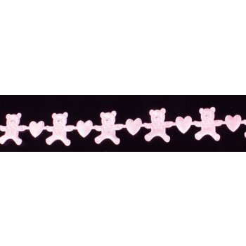 Schleifenband Girlande Teddy mit Herz rosa