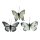 Dekorative Schmetterlinge mit Doppelflügeln am Clip 9-10 cm grau-schwarz 3er-Set