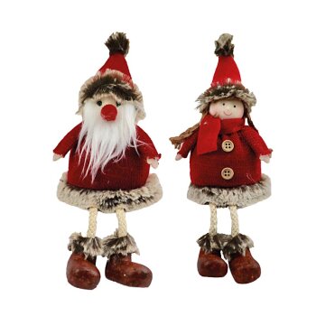 Dekofiguren Weihnachtsmann und Weihnachtsfrau 19 cm 2er-Set