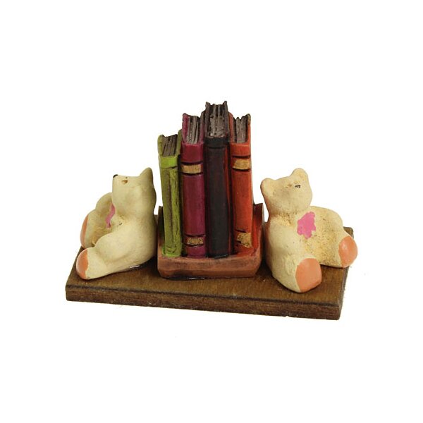 Buchstützen Teddybär mit Büchern 4 cm Puppenstuben-Zubehör