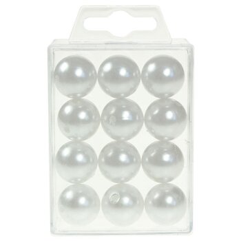 Perlen weiss 20 mm mit Loch 12 Stück