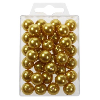 Perlen gold 14 mm mit Loch 35 Stück