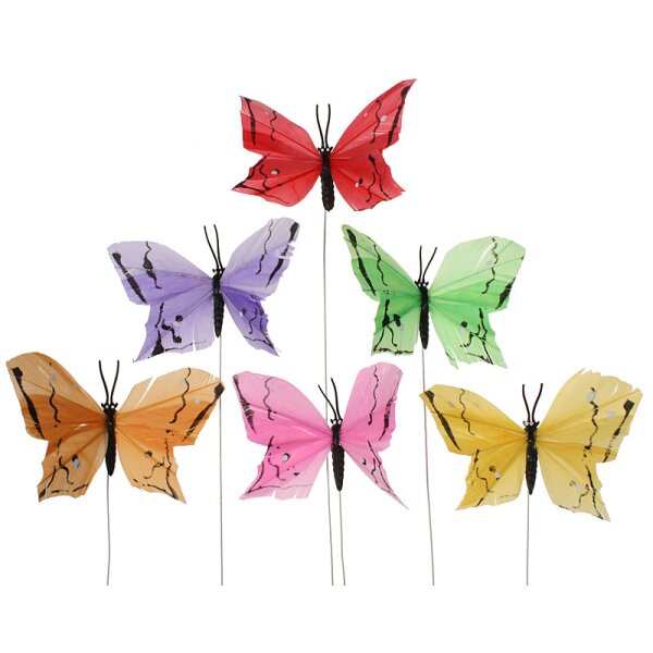 Deko-Schmetterlinge gemischt 9-10 cm 6er-Set