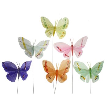 Feder-Schmetterlinge 9-10 cm 6er-Set