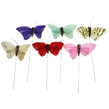 Deko-Schmetterlinge sortiert 12 cm 6er-Set