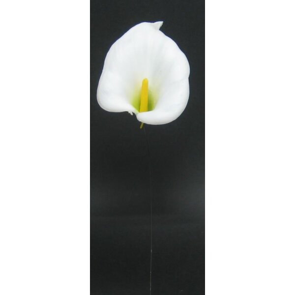 Calla-Blüte aus Kunststoff 12,5 cm am Draht wetterfest Grabschmuck Allerheiligen Totensonntag