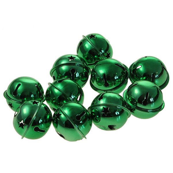 Rollenglocken Metall 3 cm grün 10 Stück Lochschellen Weihnachtsglöckchen