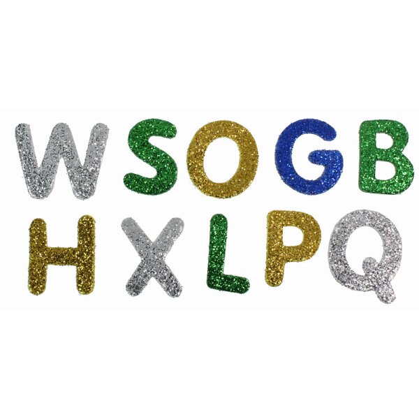 Glitter-Buchstaben aus Moosgummi selbstklebend 50 Stück Moosgummi-Buchstaben