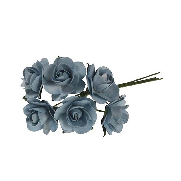 Mini-Röschen aus Papier 2,5 cm hellblau Deko-Röschen Papierblumen