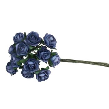 Mini-Rosen 12 Stück blau Mini-Rose Deko-Röschen