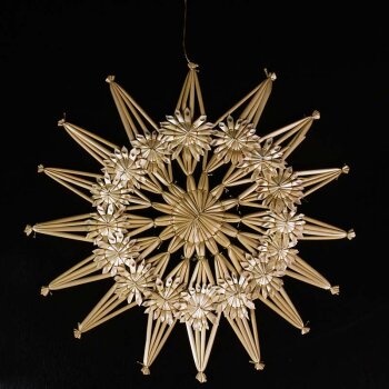Strohstern mit 16 Mini-Sternen Goldfaden 20 cm