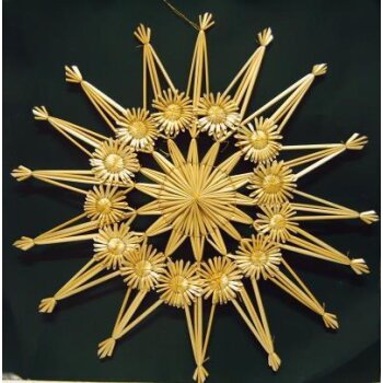Strohstern 35 cm mit Sternchen natur Goldfaden Fensterstern