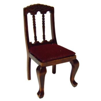 Miniatur-Stuhl mahagoni 8 cm gepolstert M 1:12
