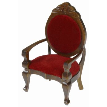 Miniatur-Sessel 8 cm antik-braun mit Armlehne M 1:12